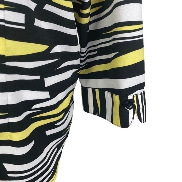 Alia Petite Striped Button Down Blouse Women's 16P Yellow Black 3/4 Sleeve - Picture 5 of 9